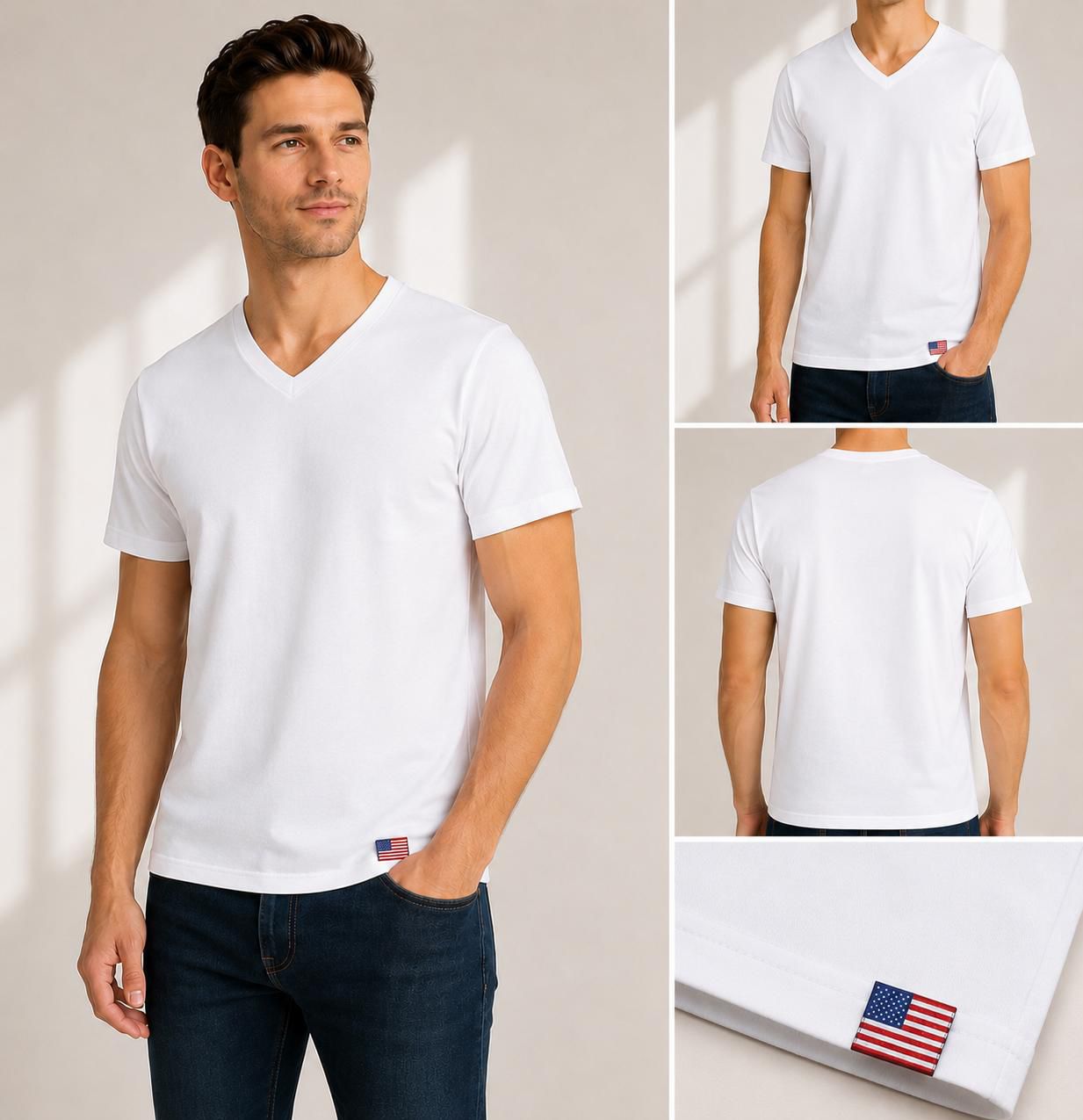 V-Neck White S/M/L/XL